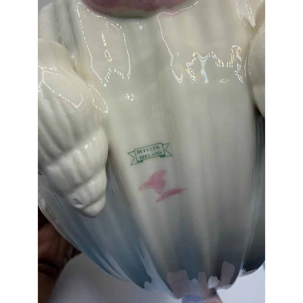 Belleek Ireland Neptune Shell Teapot Pink White Gold Trim Parian China